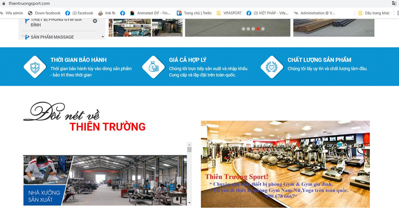 Hình ảnh nhà xưởng của VIFASPORT bị Công ty TNHH SX TM DV Thể Thao Thiên Trường sử dụng trái phép và trắng trợn để giới thiệu về năng lực của mình